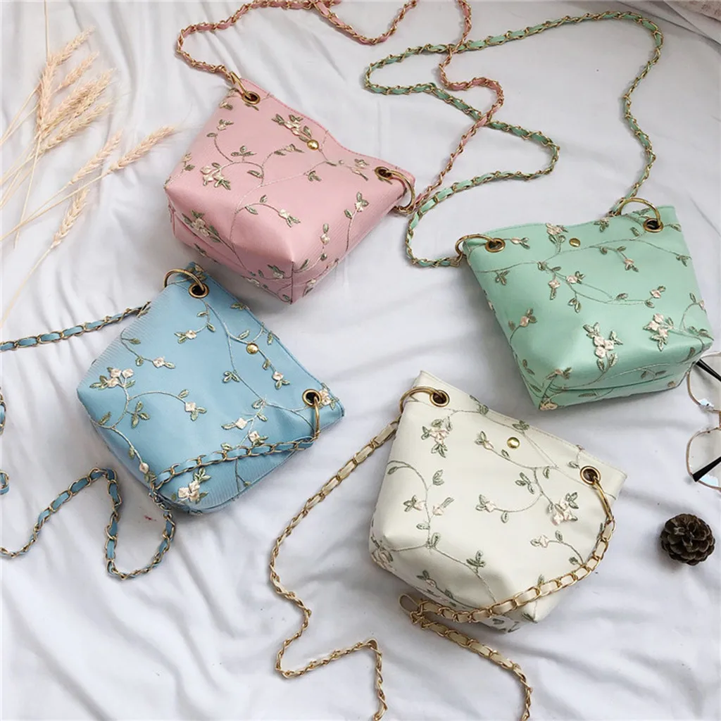 

#H25 Small Bucket Crossbody Bags For Women Floral Embroidery Beach Bag Bolsa Feminina Designer Handbag Shoulder Messenger Bag