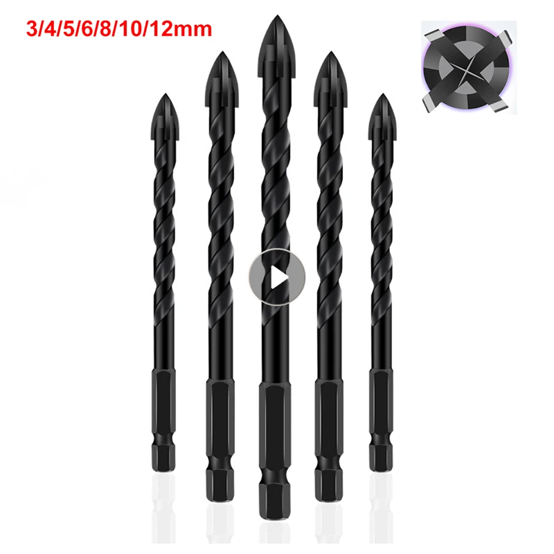 

3/4/5/6/810/12mm Drill Bits Cross Hex Tile Bits Glass Ceramic Concrete Hole Opener Alloy Triangle Drill Glass Bits Woodworking