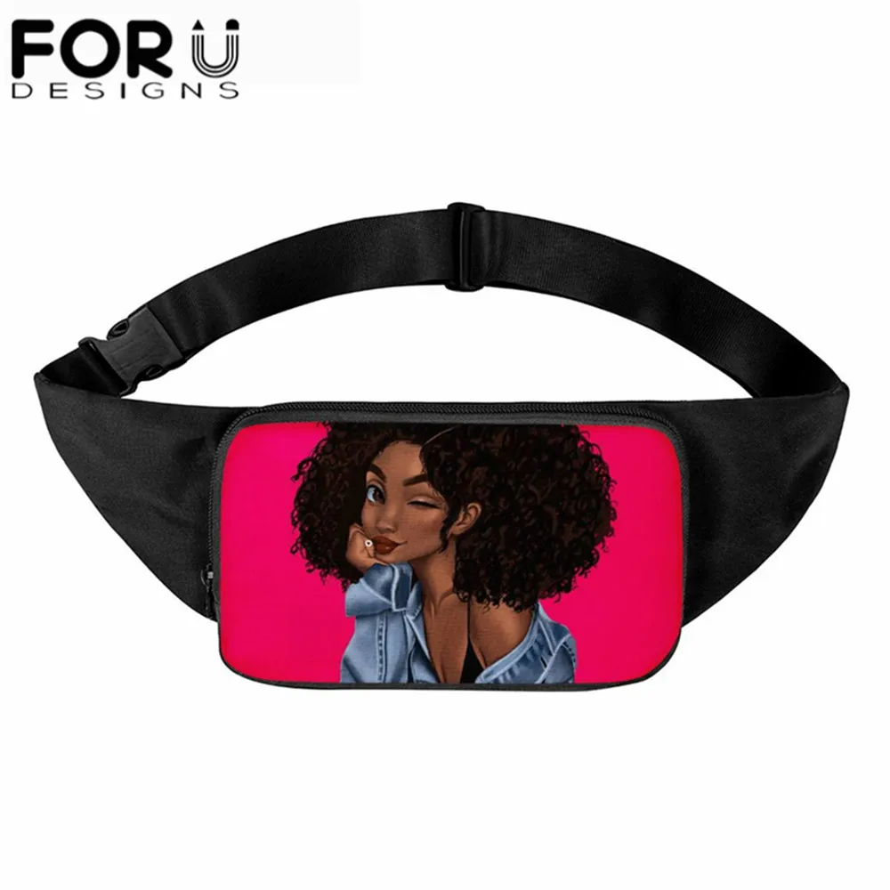 Модная поясная сумка Forudesigns черного цвета в стиле принцессы афро для девочек
