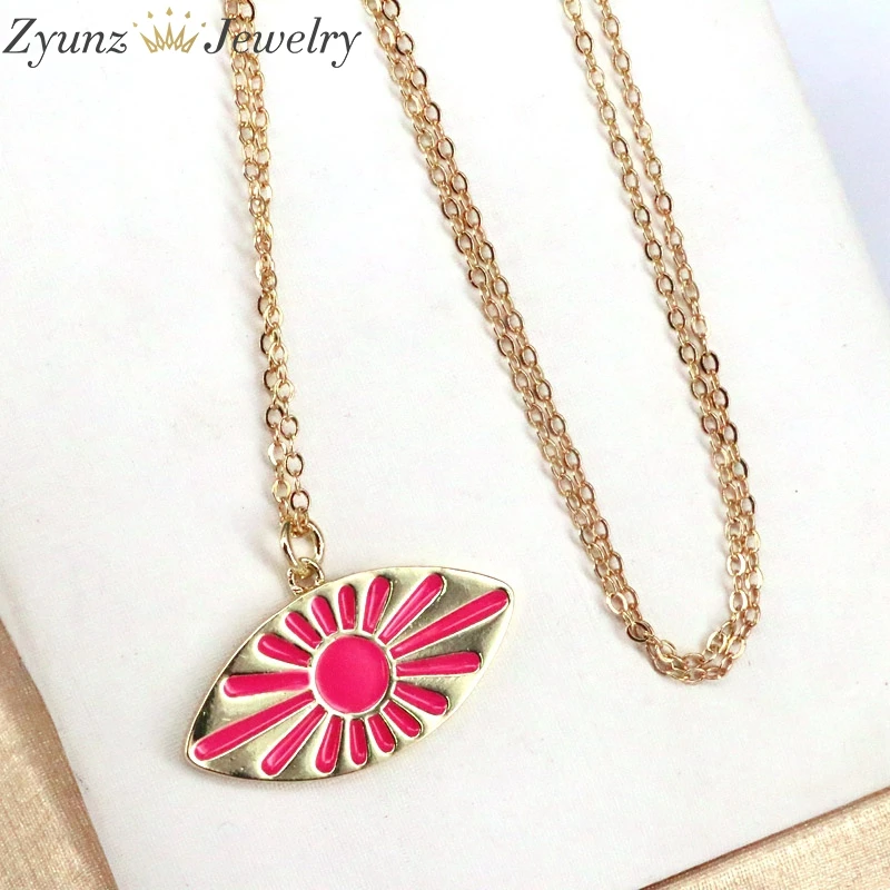

5PCS, Enamel Flower in Oval Jewelry Necklaces & Pendants Christmas Gifts