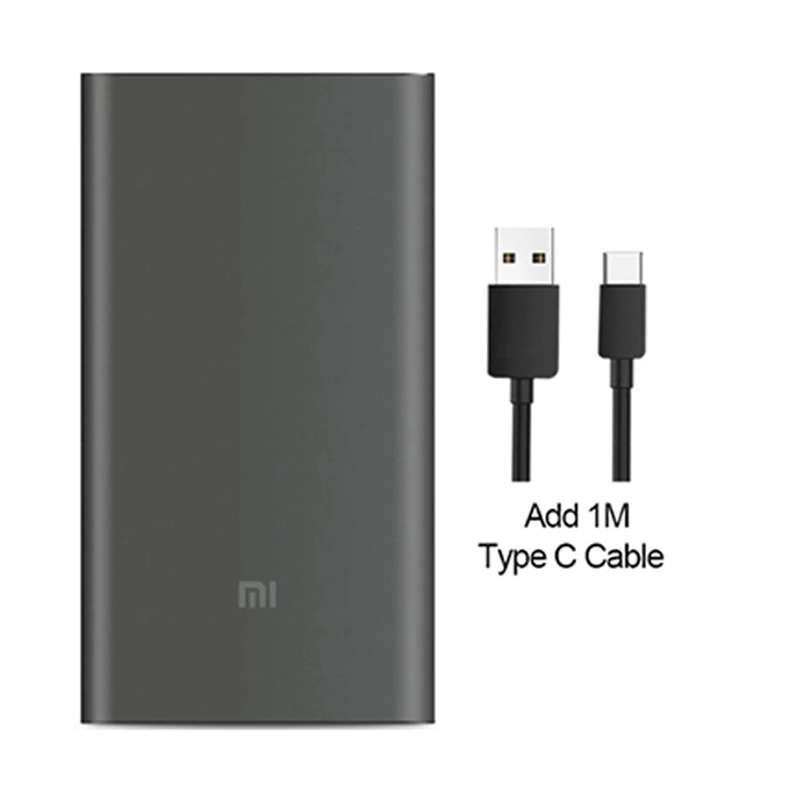 mi Xiao mi power Bank 10000 мАч Pro type-C внешний аккумулятор Портативная зарядка 10000 мАч Двусторонняя Быстрая зарядка 18 Вт power bank - Цвет: Add Type C Cable
