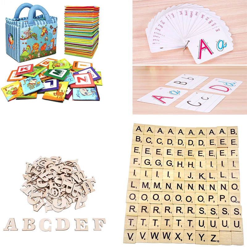 ABC Монтессори дети Обучающие ресурсы карточки с алфавитом буквы для игры в слова