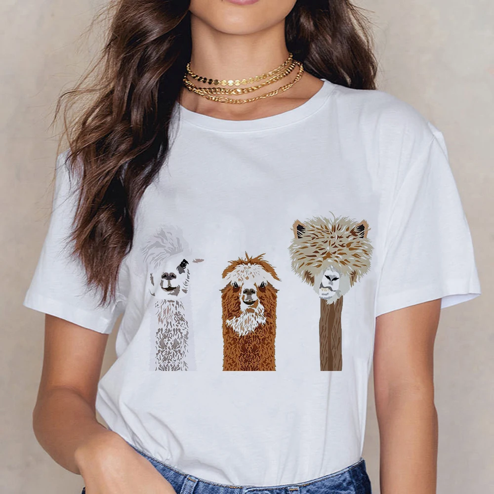 

Summer T-shirt Alpaca Women's T-Shirt 2021 New T-Shirt O-Neck Vintage Harajuku Oversize Riverdale Short Sleeve Fashion Tops