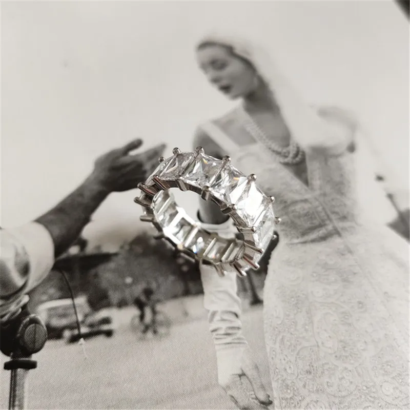 

POFUNUO Real 925 Sterling Silver Korean Style Women Sweet All-match Classic Rings Girls Fashion US #7 #8 #9 Zircon Setting Rings