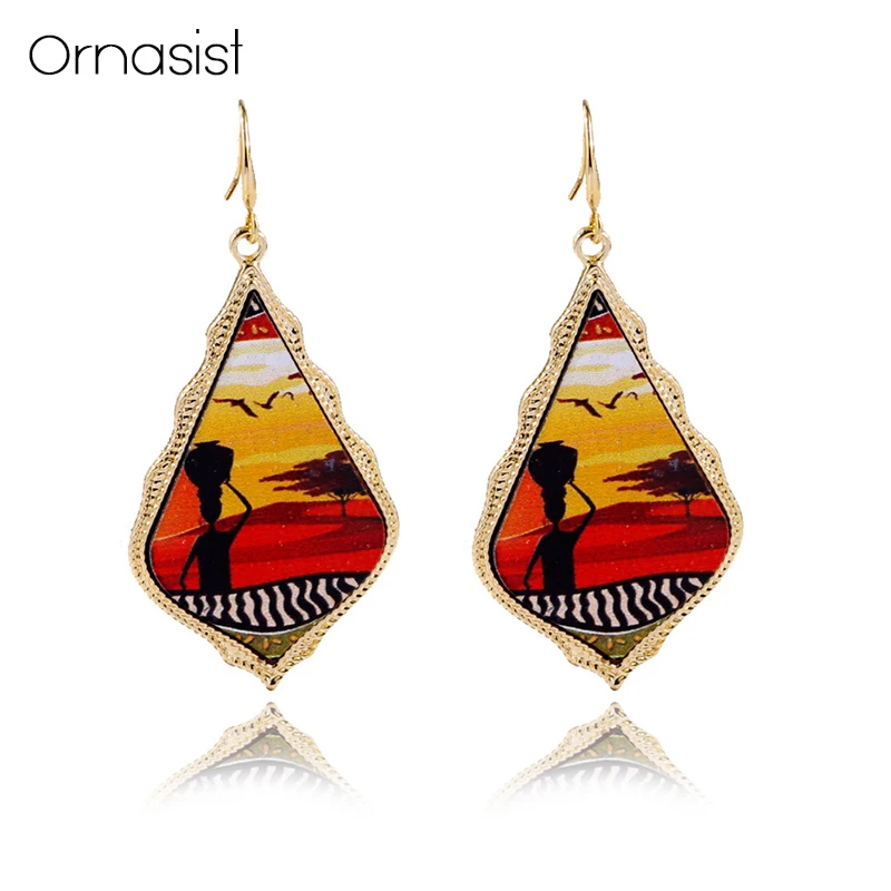 Женские винтажные серьги в этническом стиле богемные деревянные с абстрактным