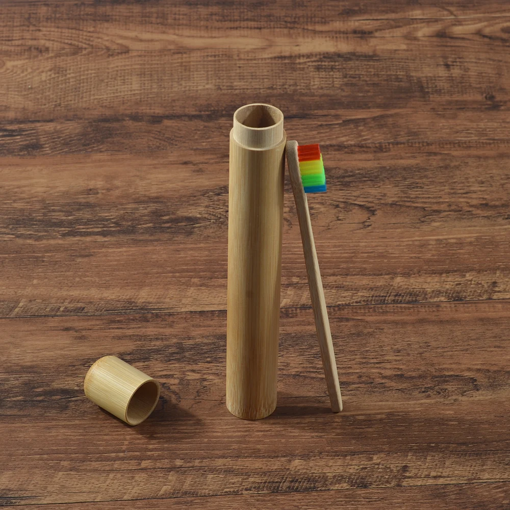 Экологичный бамбуковый чехол с зубной щеткой красочная мягкая щетина