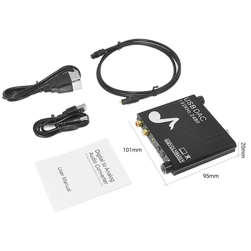 

Digital to Analog Audio Converter 192KHz/24Bit DAC Optical Fiber Coaxial Toslink RCA 3.5 mm Built-in Bass Volume Control for TV
