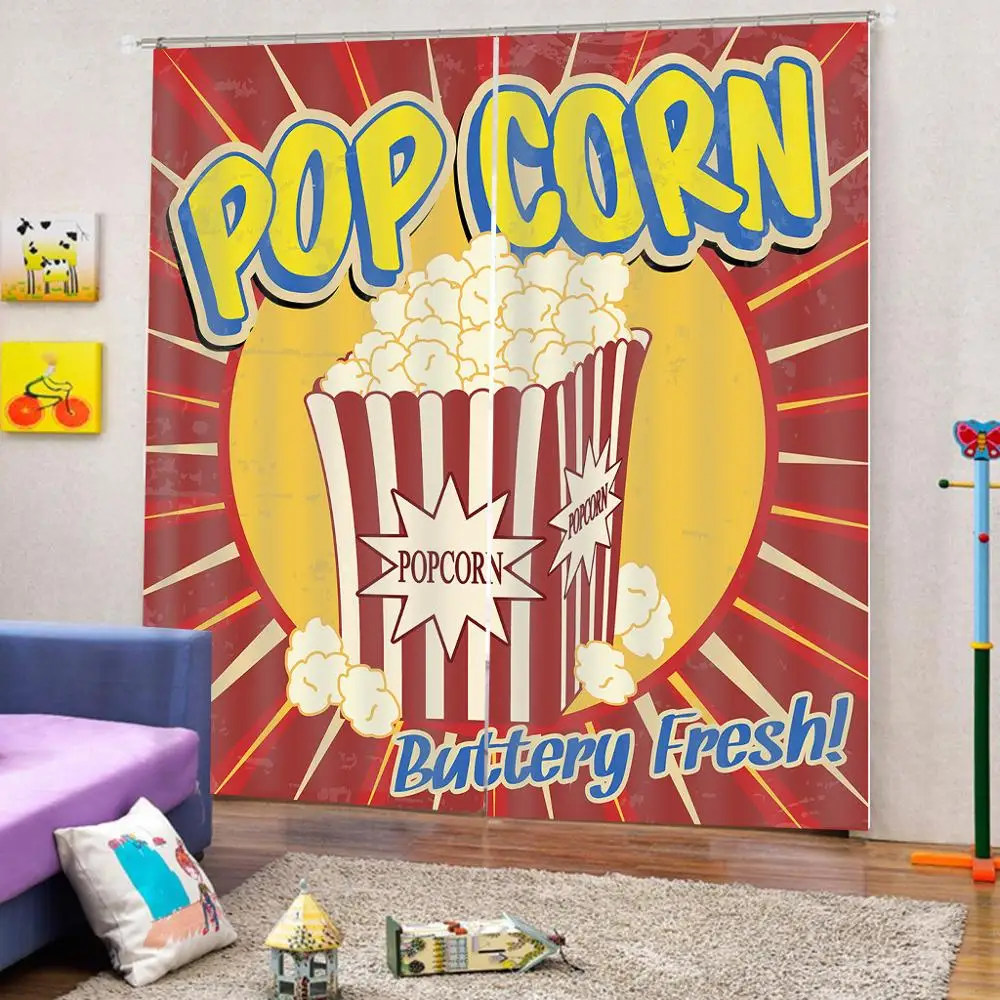 Пользовательские 3D занавески кинотеатр тограф шторы попкорн фотография фоны