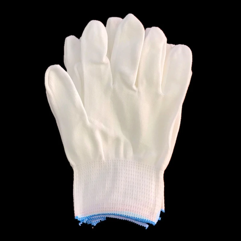 

12 Pairs Men White Working Safety Gloves Cut-Resistant Protective Nylon Labor Safety Protective Durable Anti-Cutting Gloves