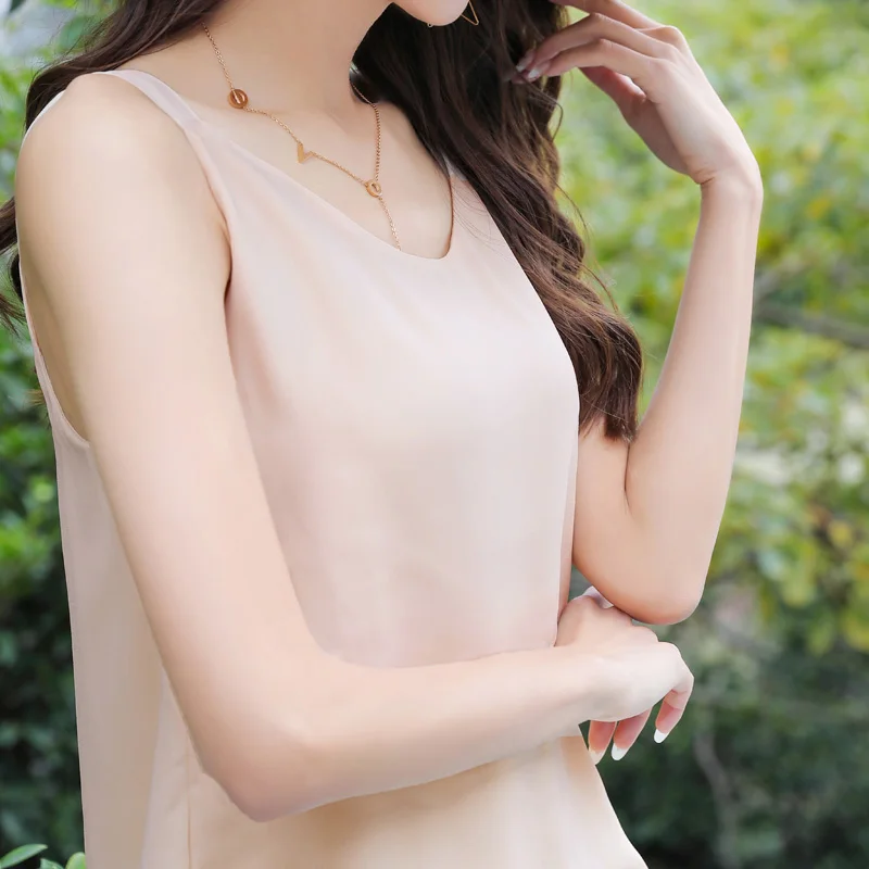 Топ женский шифоновый на бретелях-спагетти модная майка в Корейском стиле