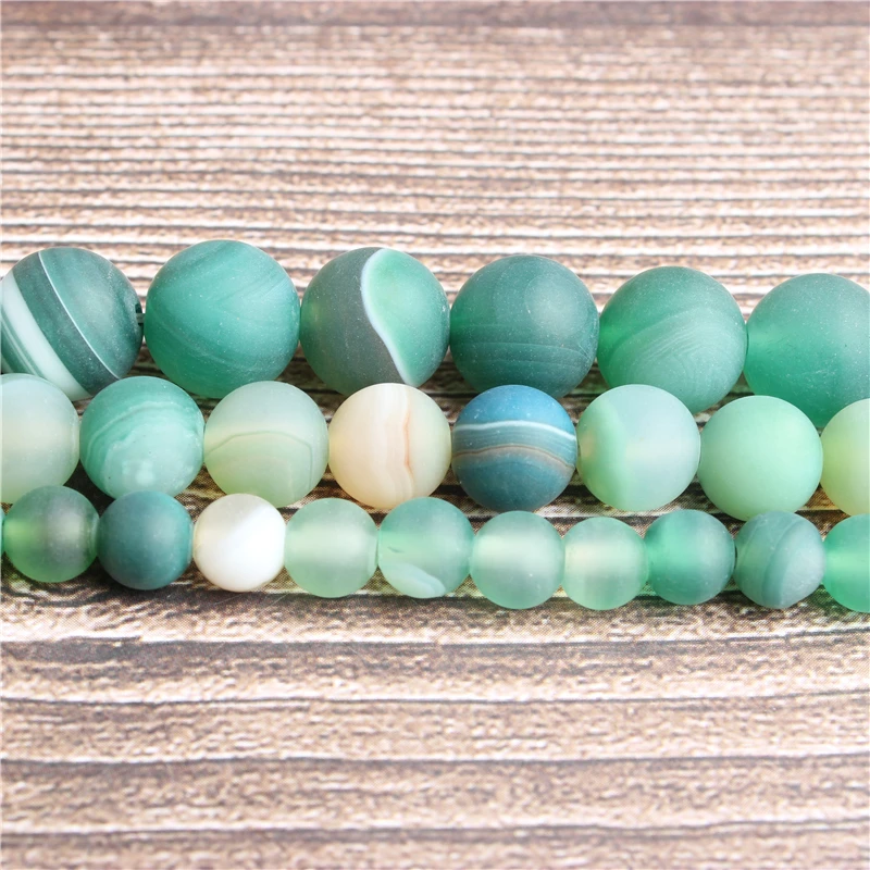 

LanLi Fashion natural Jewelry dull polish green banded agates Loose Beads 4/6/8/10mm DIY bracelet necklace Accessories