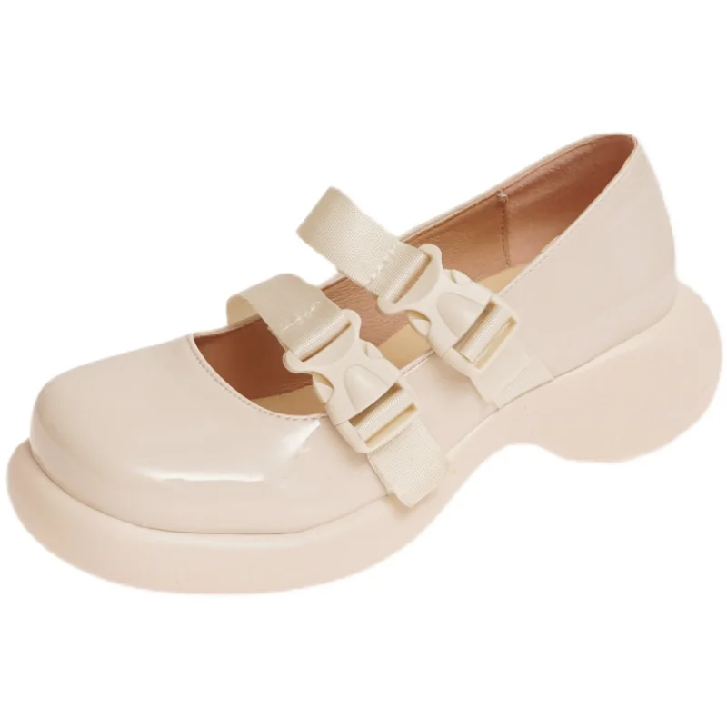 

Женские туфли мэри джейн на толстой подошве, белые кожаные туфли в литературном стиле, в британском стиле ретро, маленькие туфли в японском ...