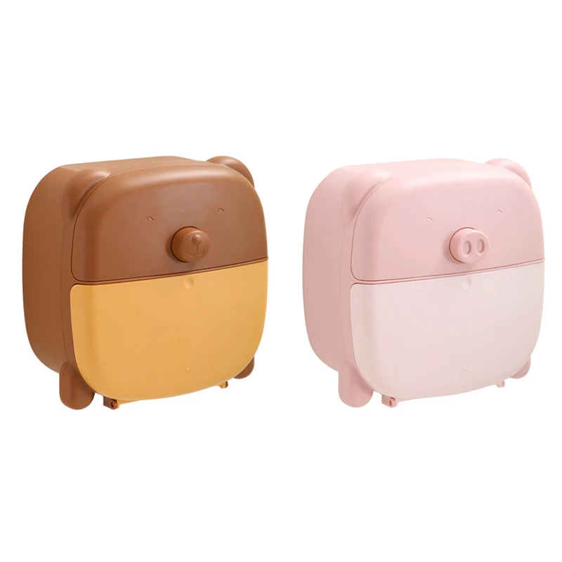 

New Wall Mounted Plastic Waterproof Toilet Roll Paper Box Holder Bathroom Tool Cartoon Pig Toilet Tissue Box