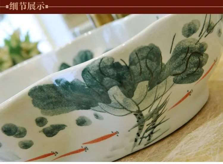 Овальный керамический столик в европейском стиле для ванной комнаты |