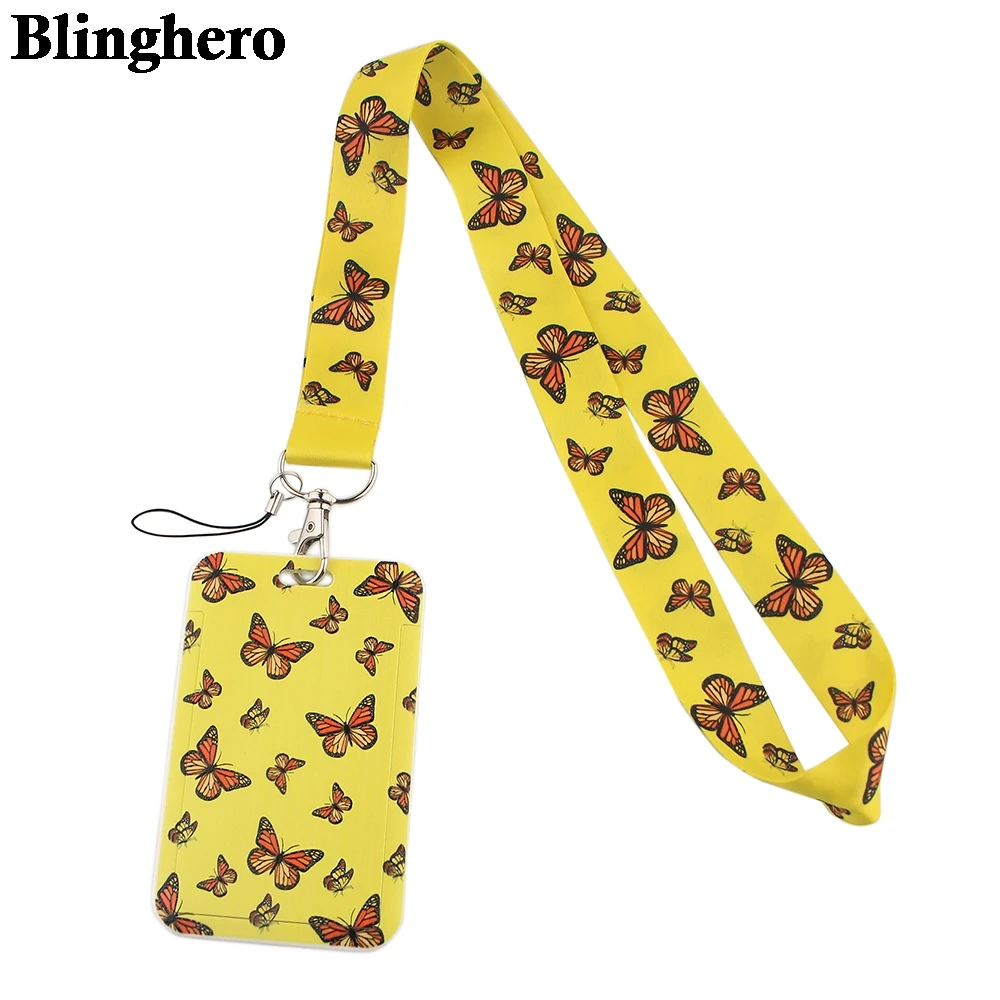 

CB225 Butterfly New Fashion Cartoon Neckband Lanyard Key ID Card Gym Cell Phone Strap Multifunction Cellphone Decoration