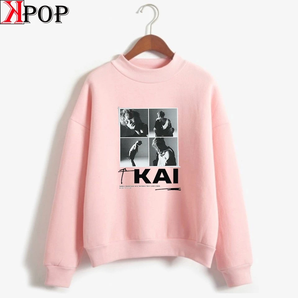 

Za SuperM хип-хоп толстовка с высоким воротником Повседневная водолазка Harajuku Толстовка в стиле «Bangtan» новое поступление популярная стильная од...