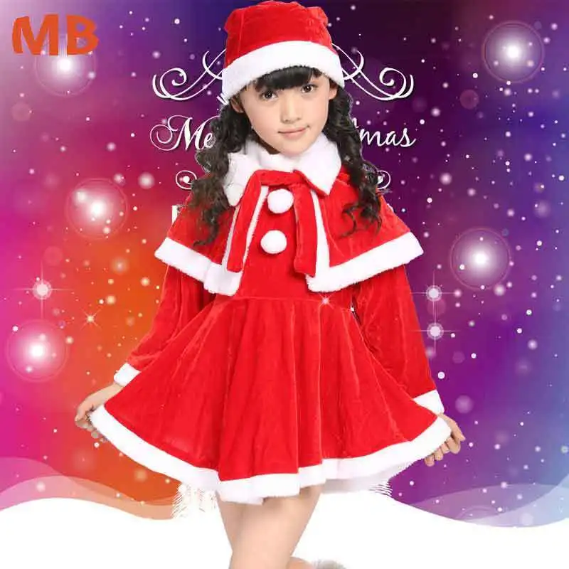 2 3 5 7 9 11 Years Christmas Costume Boys Girls Santa Claus Red Dress With Cloak Cosplay Kids Children Clothing Girl's Clothes | Детская