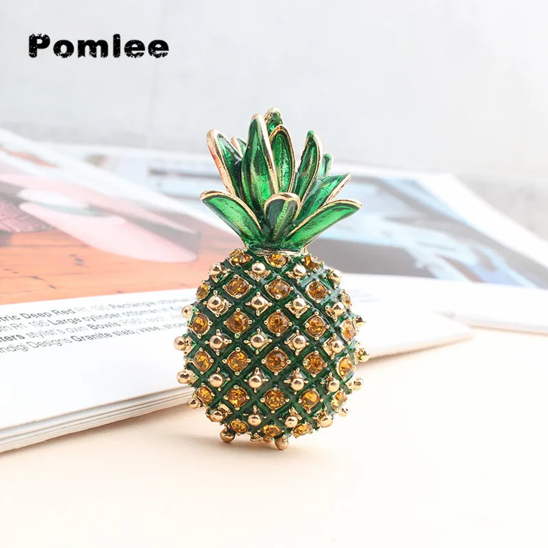 Женская Брошь в виде ананаса Pomlee зеленая брошь с жемчугом и эмалью булавка форме