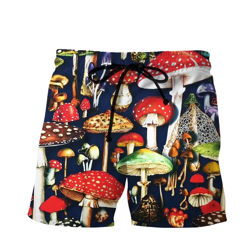 

SONSPEE Summer New Mushroom Shorts Men Women 3D Print Color Plant Hip Hop Street Fashion Sports Fitness Casual Harajuku Pants