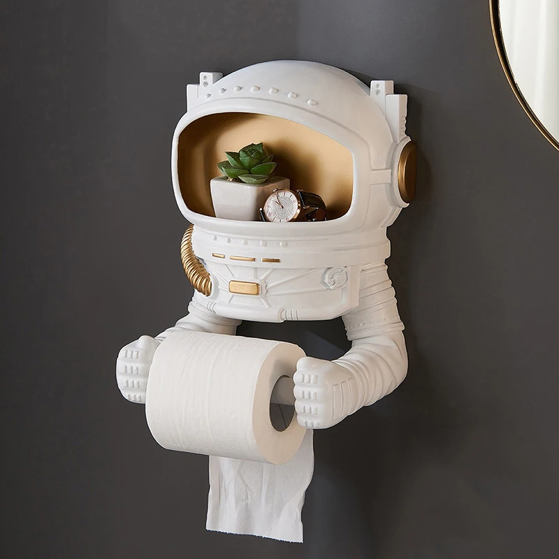 

Cute Astronaut Figurine Toilet Paper Holder Case Tissue Boxes Toilet Roll Holder Napkin Organizer Nordic Storage Box Home Decor