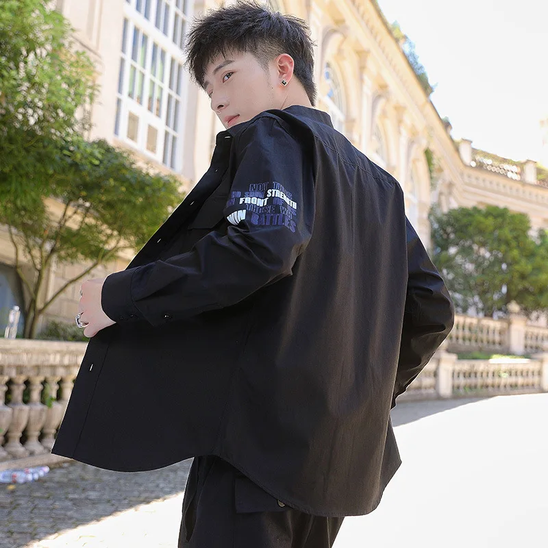 

Men's long sleeve shirt 2021 spring and summer new Korean youth trend loose comfortable handsome casual shirt trend