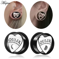 miqiao 1pc anodized black 316l surgical steel ouija eyelet flared flesh tunnel ear plug gauges earrings hollow plug expander
