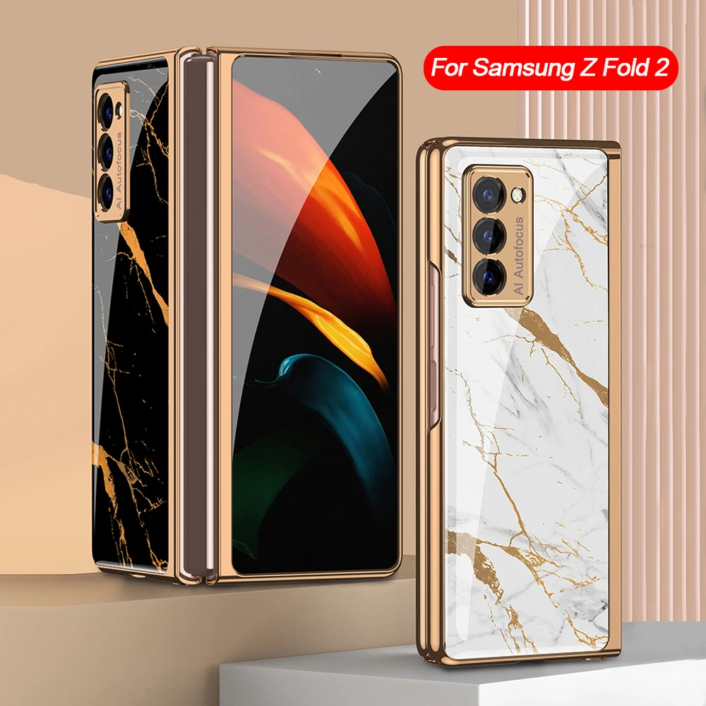 

Чехол для Samsung Galaxy Z Fold 2, роскошное покрытие из стекла, полная защита, Противоударная задняя крышка для Samsung Z Fold2, задняя крышка