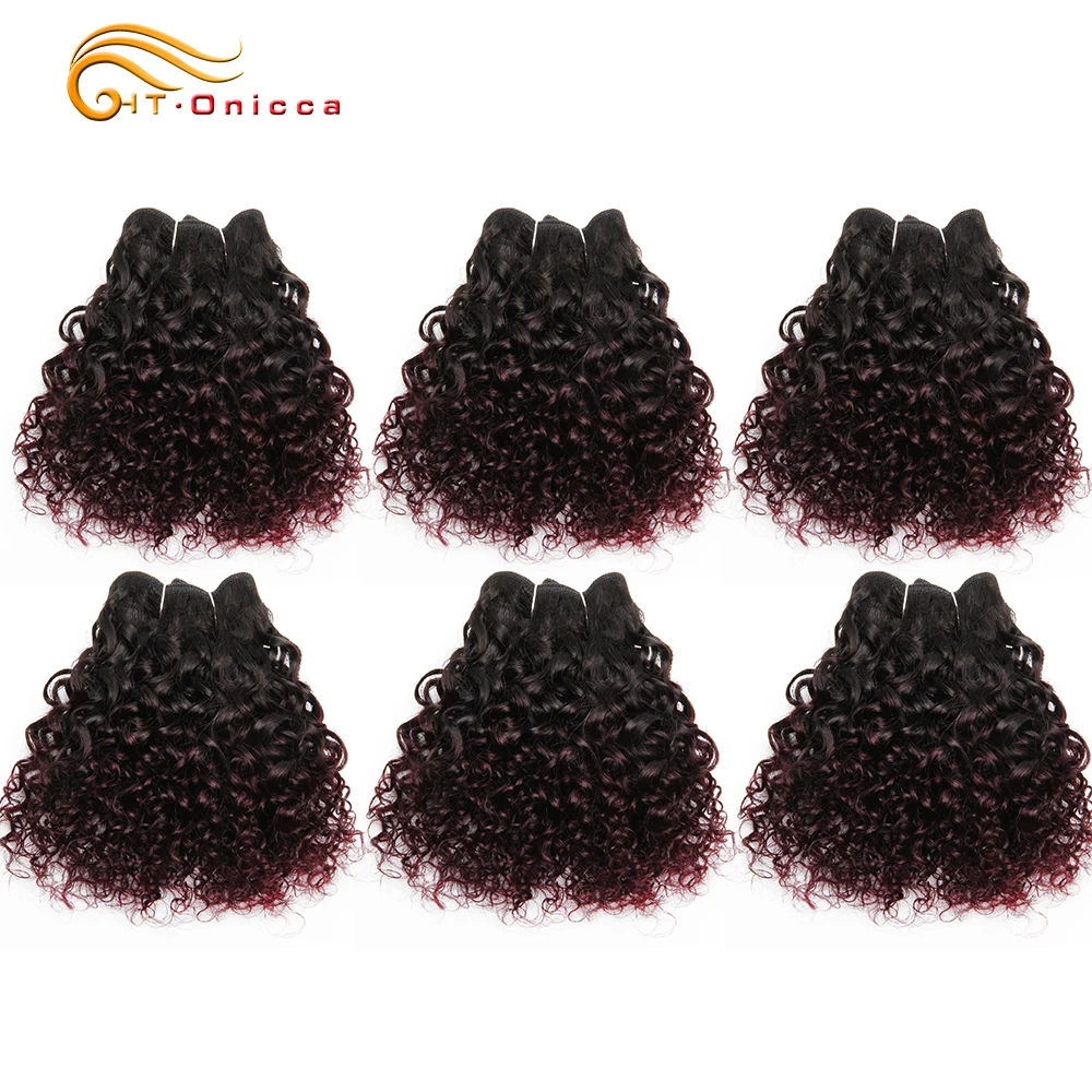 Человеческие волосы Jerry Curl 6 шт./лот бразильские Remy волнистые пучки 1B 99J 27 30 цветов