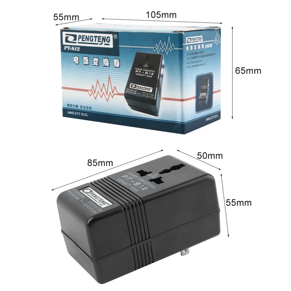 2 режима 100 Вт макс. адаптер преобразователя мощности 110 В/120 В до 220 В/240 в двойной