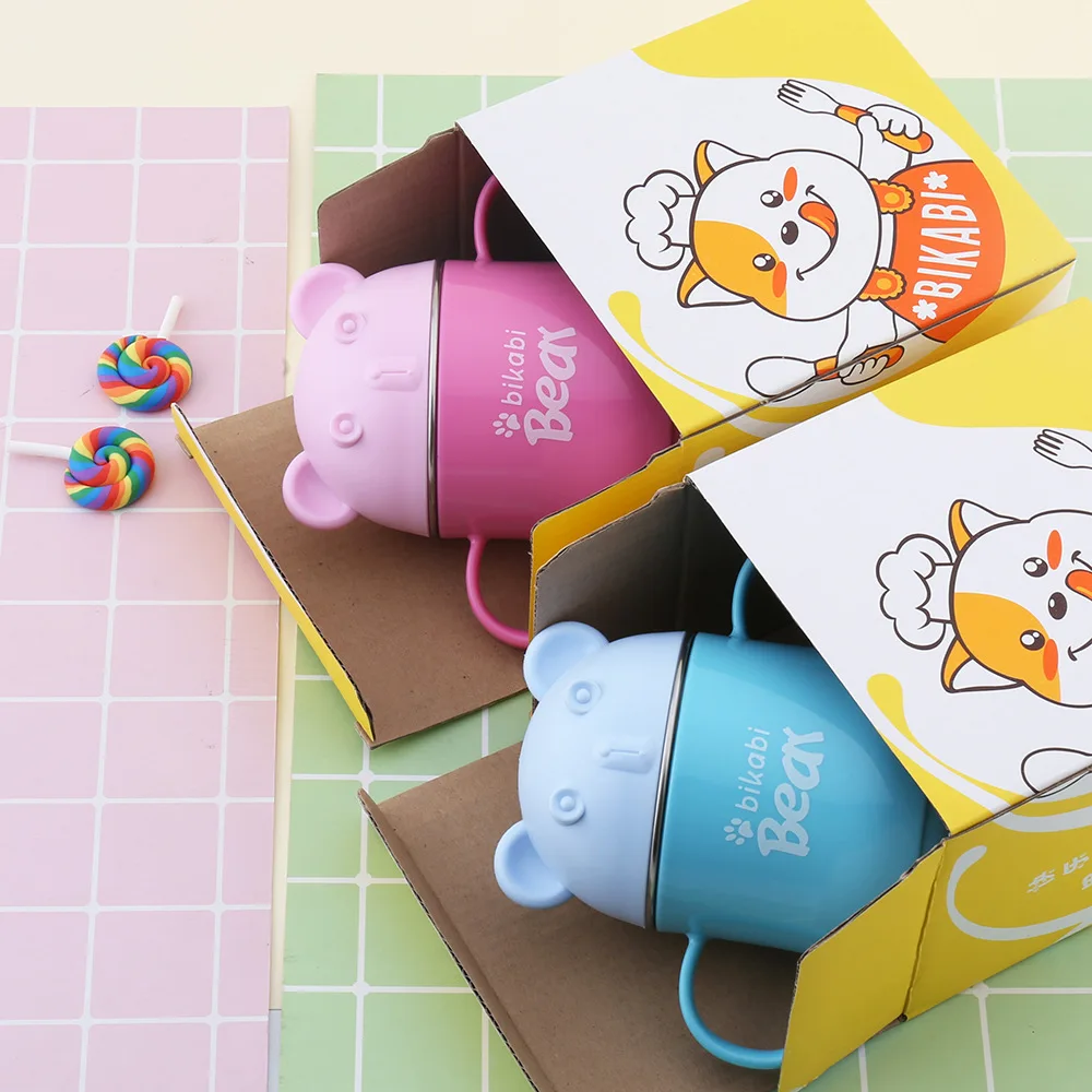 

Creative Cartoon Cute Cup 304 Stainless Steel Children Water Cup Cartoon Bear Dog Milk Cup with Cover