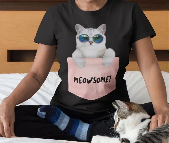 

Funny cat shirt cotton t-shirt Unisex Heavy Cotton 100% cotton made Kawaii 100%Cotton Women Tshirts Plus Size Short Sleeve Tees