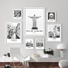 Постер для фотографий Венеция Чикаго Бангкок Рио Бразилия город путешествия черный белый холст картина настенные картины уникальный домашний декор