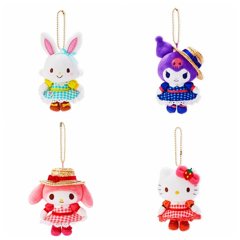 

New Kawaii Anime Straw hat Rabbit Dog Demon Plush Keychain Kids Stuffed Toys Small Pendant For Children Gifts 12CM