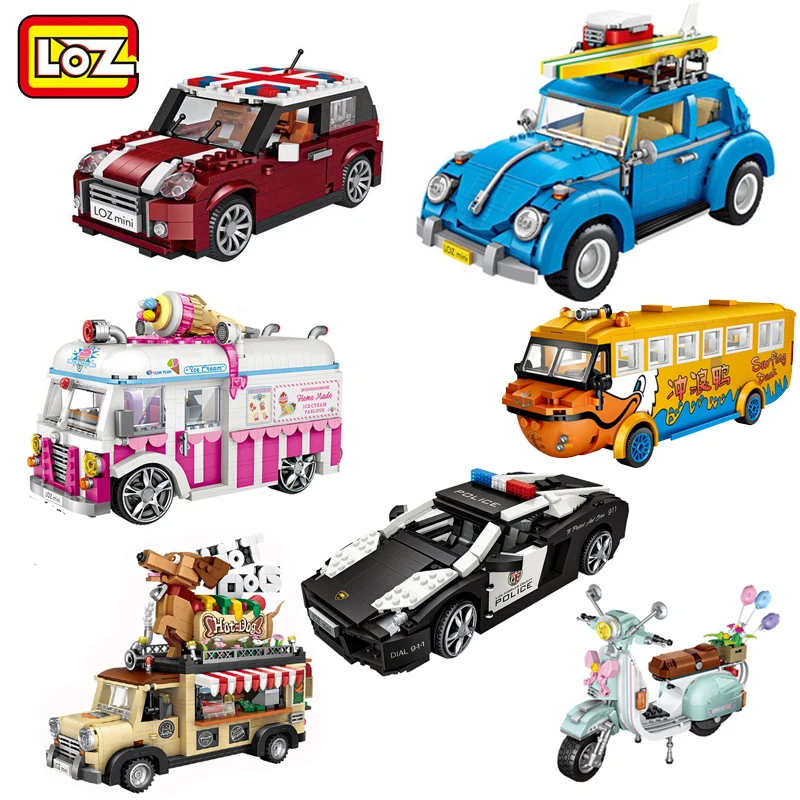 LOZ гоночный автомобиль с мороженым школьный автобус 3D модель сделай сам мини