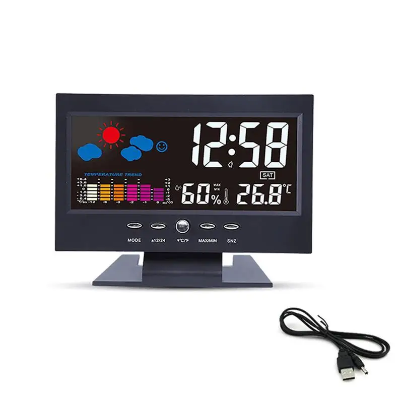 

LED Alarm Rectangular Thermometer Hygrometer Temperature Meter Weather Station Shopping Mall Restaurant Electronic Clock