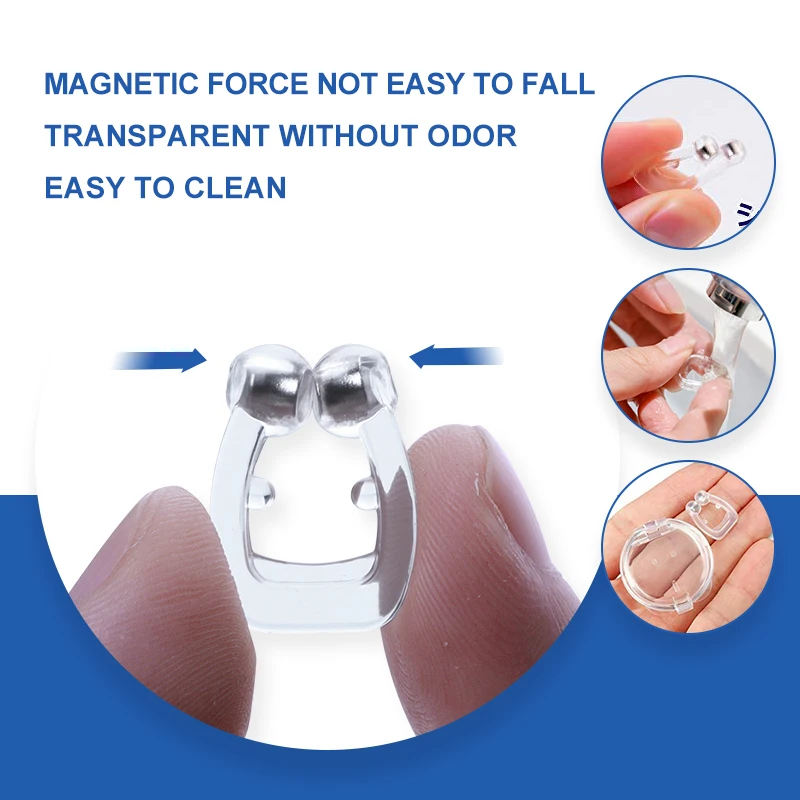 

2pcs Anti Snoring Nose Clips Silicone Magnetic Anti Grinding Nase Clip Sleeping Dilatador Breathing Aid Apnea Guard Night Device
