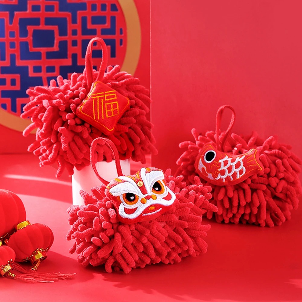

Chenille Hand Towel Chinese New Year Style Kitchen Bathroom Hand Towel with Hanging Loop Quick Dry Soft Absorbent Towels