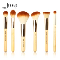jessup brand 6pcs bamboo professional makeup brushes sets beauty tools make up brush kit buffer paint cheek highlight powder