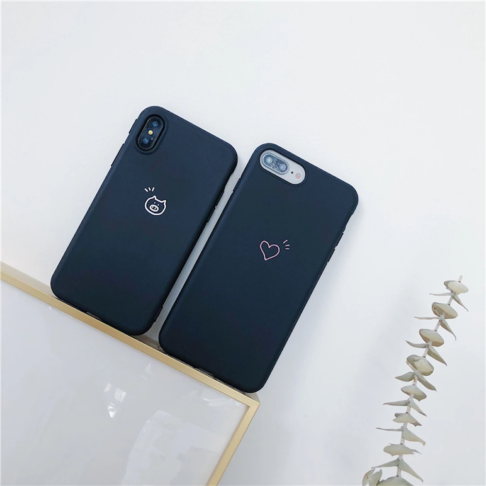 Новый мягкий чехол с милым сердечком и Свинкой для iPhone 11 11Pro 11ProMax X Xs XR XsMax 8Plus 8 7Plus 7 6