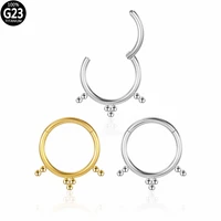 g23 titanium clicker segment nose hoop rings hinged septum gold color ball ear cartilage tragus daith helix lip piercing jewelry