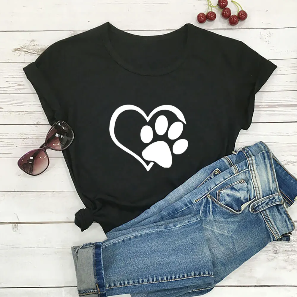 

Dog Paw Love Dog Mom Shirt New Arrival 100%Cotton T Shirt Unisex Funny Spring Summer Casual Short Sleeve Top Pet Love Gift