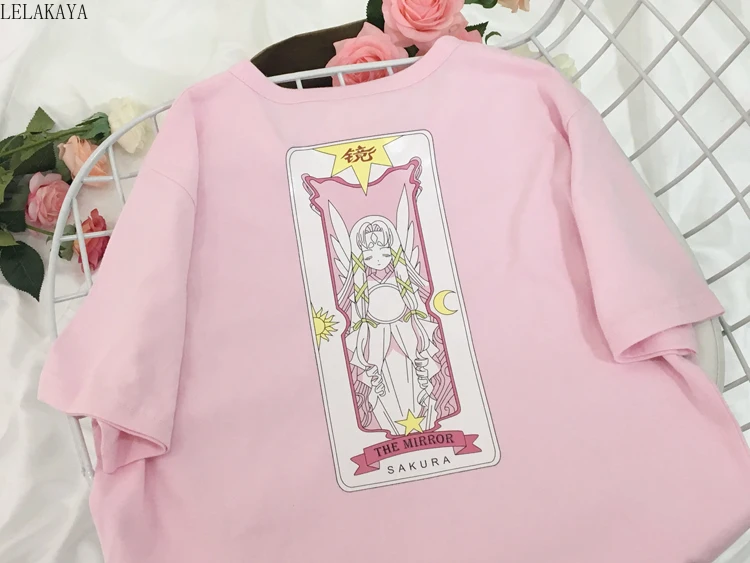 Футболка в японском стиле Харадзюку Милый хлопковый топ свободного покроя с