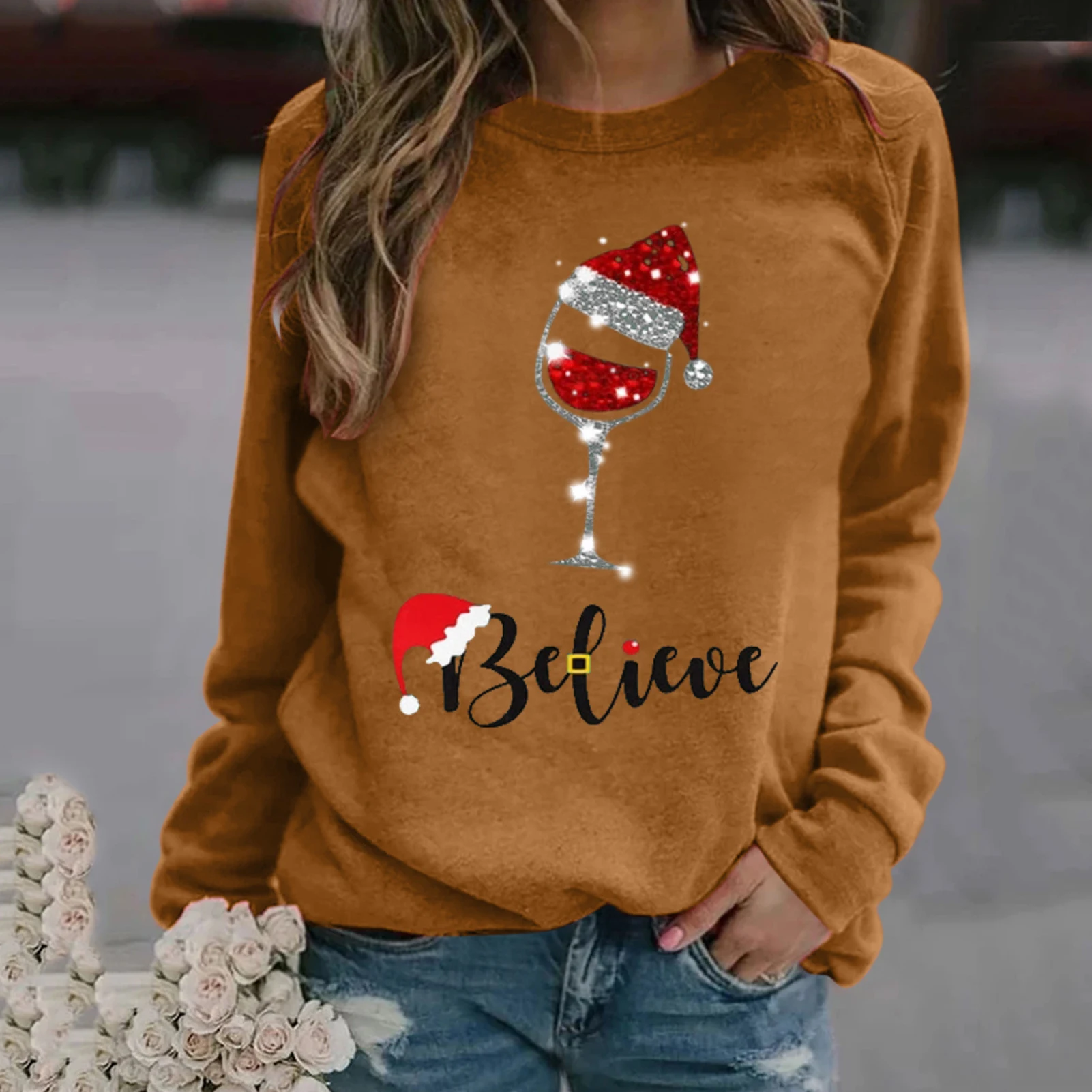 S-3XL Fashion Harajuku Woman Hoodies Women Christmas Print O-Neck Long Sleeve Pullover Top Loose Sweatshirt Loose Pullover Shirt