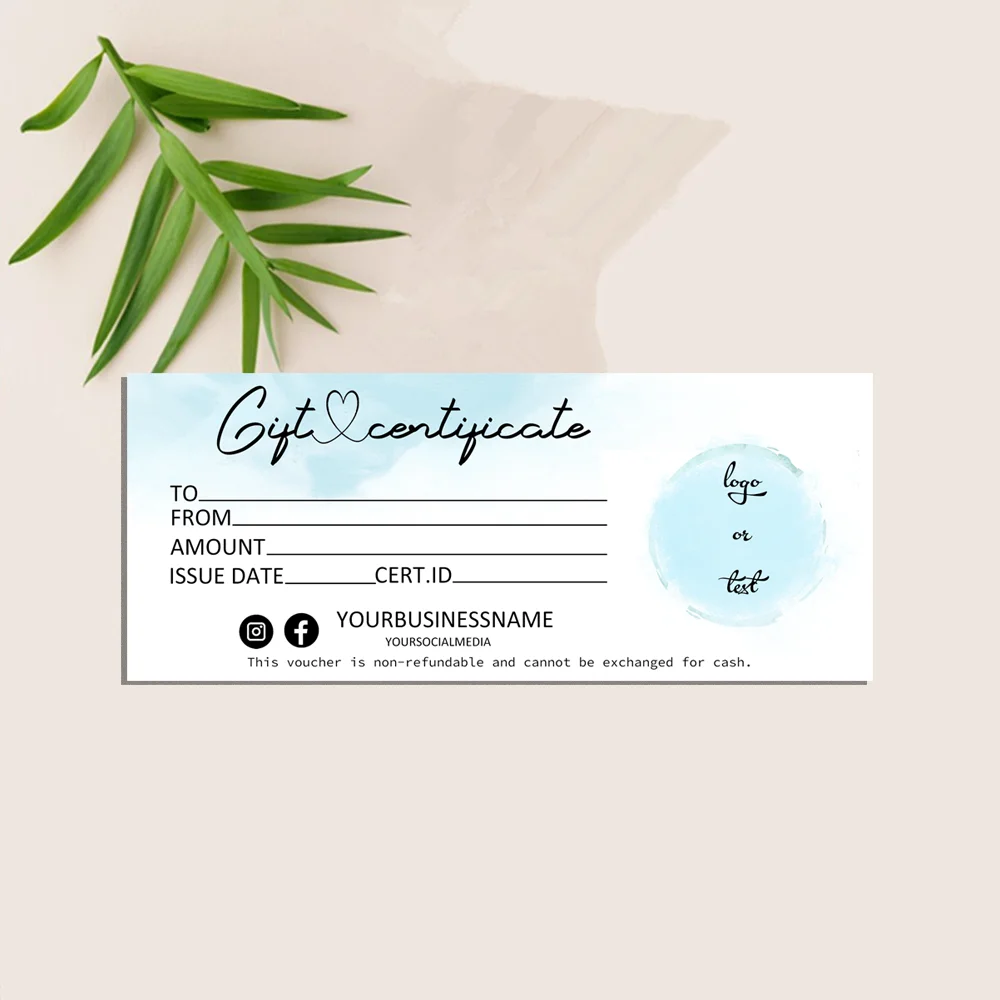 Фото Подарочная сертификат с логотипом ADD Your LOGO, Подарочный сертификат персикового коралла, Современная подарочная карта из розового золота, Подарочный сертификат с добавлением логотипа в социальных сетях №4