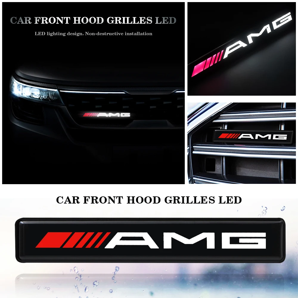 

Car Decorative Lights LED Front Hood Grille Emblem Badge Decoration For MERCEDES BENZ AMG W463 W176 W211 W204 W210 W203 CLA