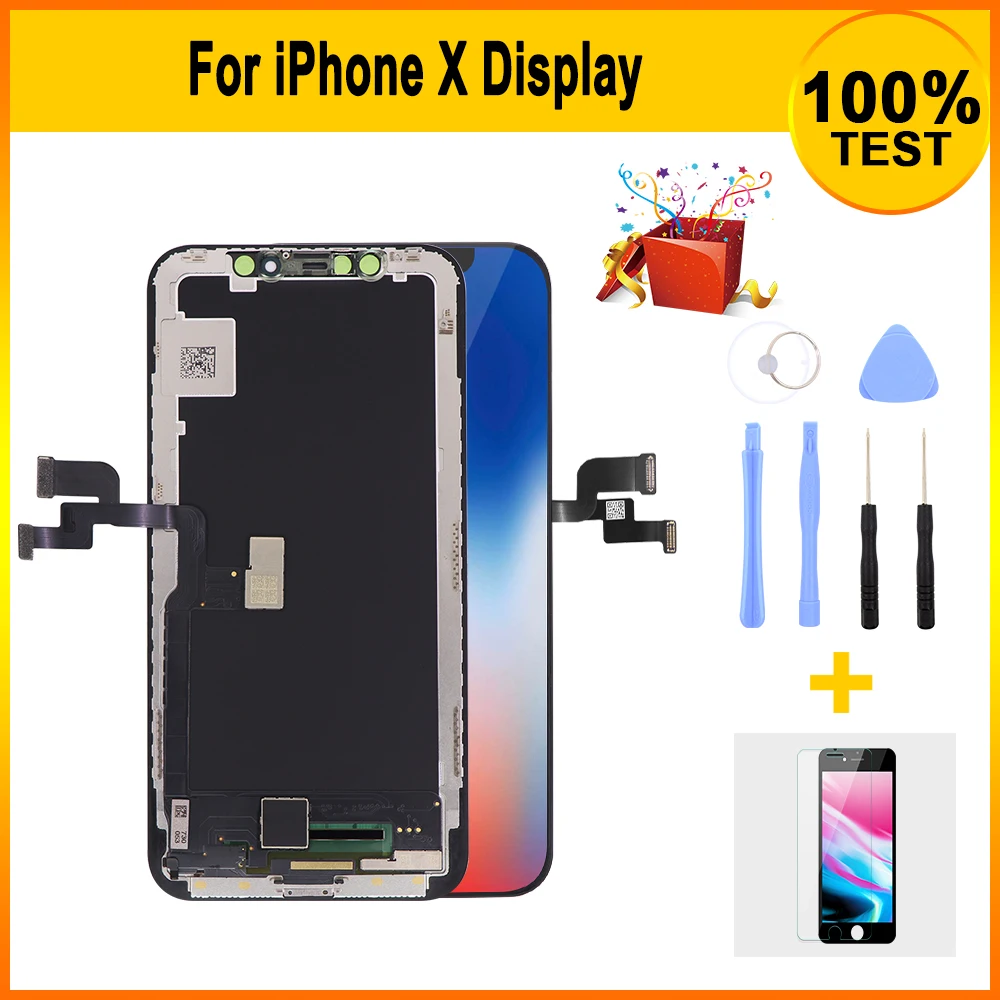 ЖК экран класса AAA для iPhone X дисплей с 3D сенсорным экраном дигитайзер в сборе