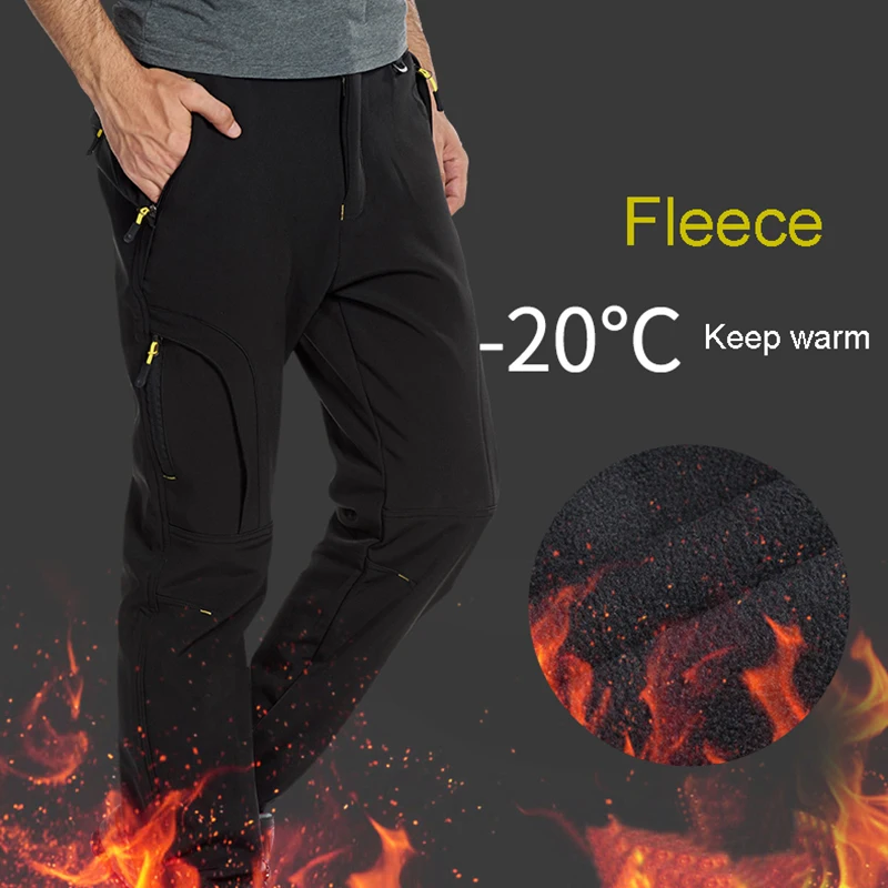 Мужские уличные походные ветрозащитные водонепроницаемые брюки флисовые лыжные