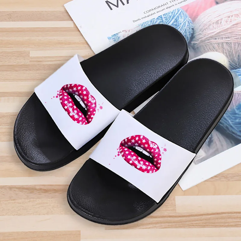 

2021 New Fashion Slippers Polka dot sexy lips Slippers Korean version Summer women shoes Comfort Simple slippers women slippers