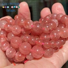 Натуральный камень клубничный Кристалл кварц Халцедон Круглый бисер для изготовления ювелирных изделий 6-10 мм DIY Браслеты Аксессуары Оптовая продажа
