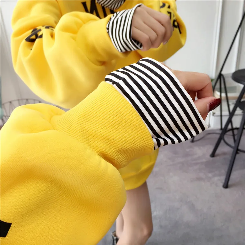 Большой бархатный теплый B Femmes свитер с капюшоном для женщин осень зима корейский